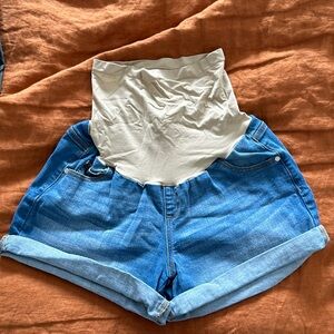 Maternity blue jean shorts